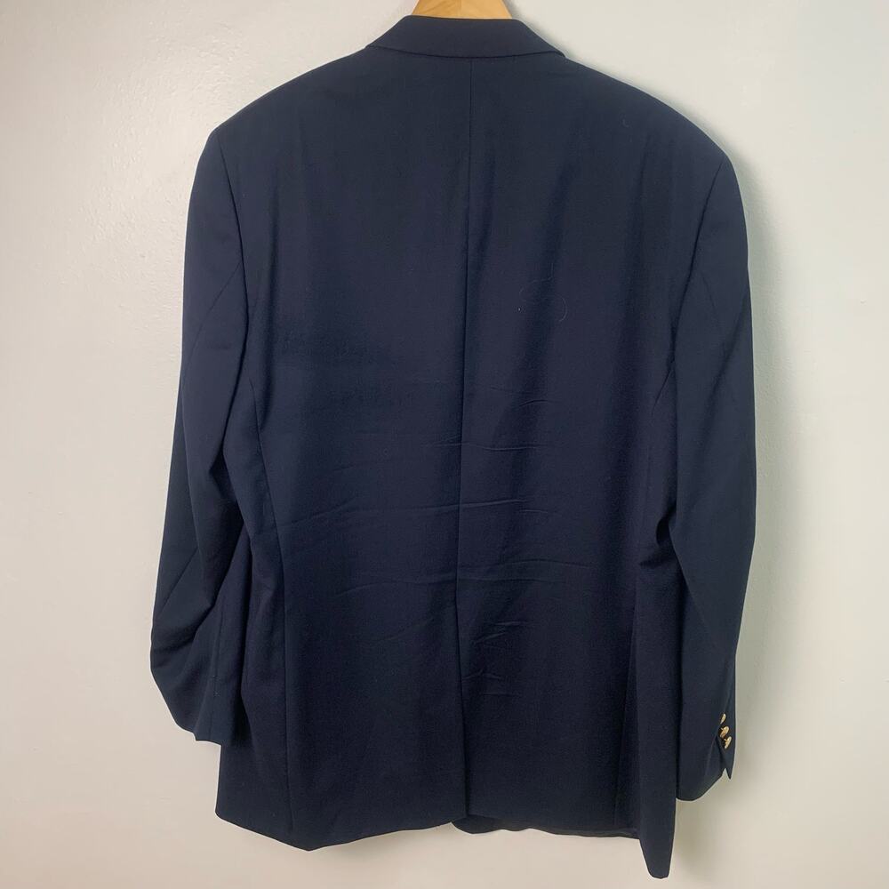 Joseph & Feiss 46 Tall Mens Wool Gold Button Sport Coat Blazer Jacket Navy Blue - Picture 8 of 12